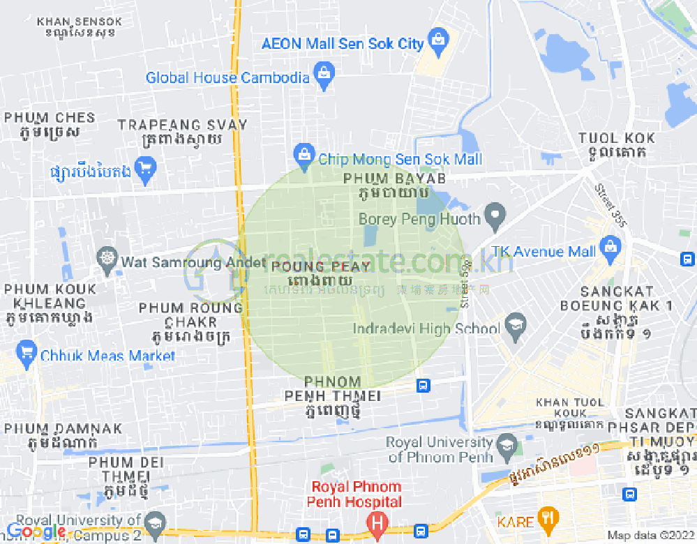 Map of 1952 1952, Phnom Penh Thmey, Sen Sok, Phnom Penh