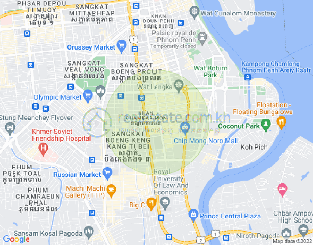 Carte de BKK 1, Boeng Keng Kang, Phnom Penh