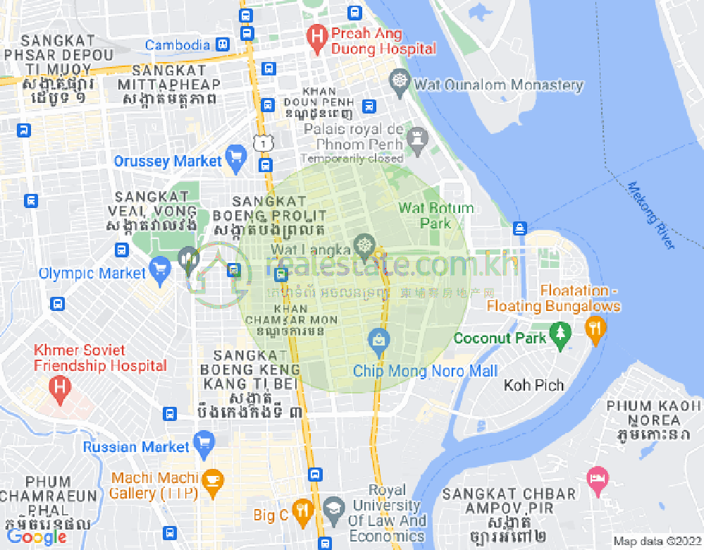 万景岗2分区（BKK2), 波哥堪, 金边地图