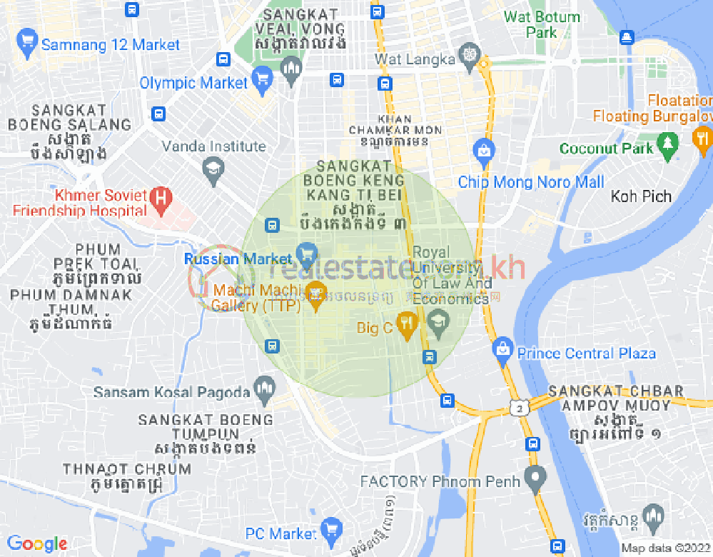 Carte de Toul Tum Poung 1, Chamkarmon, Phnom Penh