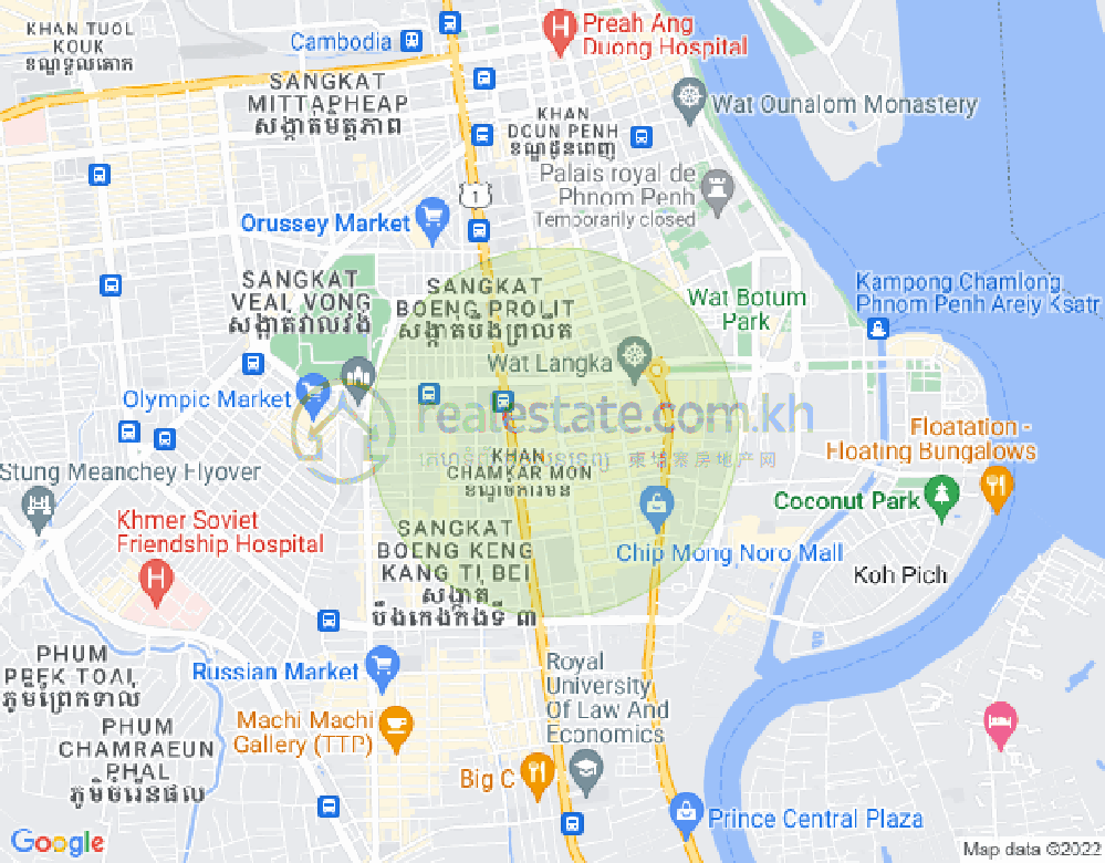 万景岗1分区（BKK1), 波哥堪, 金边地图