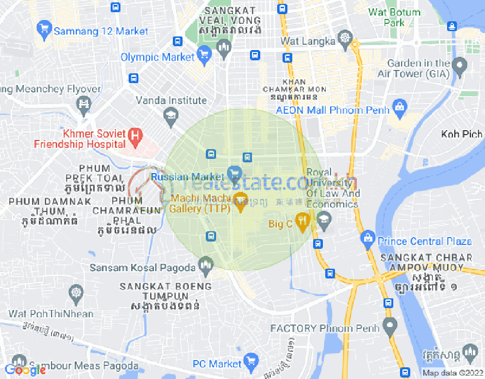 Map of Toul Tum Poung 1, Chamkarmon, Phnom Penh