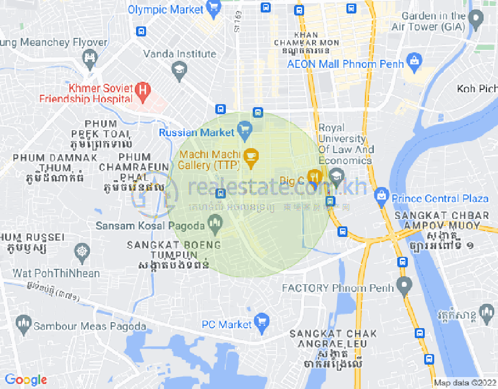 Carte de Toul Tum Poung 1, Chamkarmon, Phnom Penh