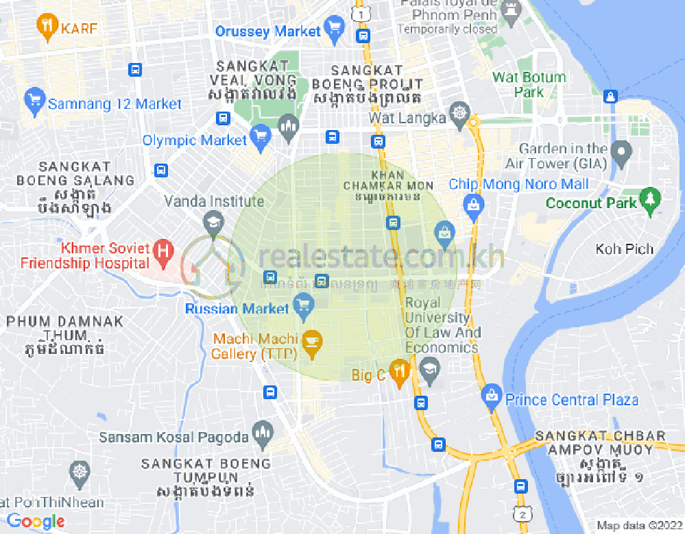 万景岗3分区（BKK3), 波哥堪, 金边地图