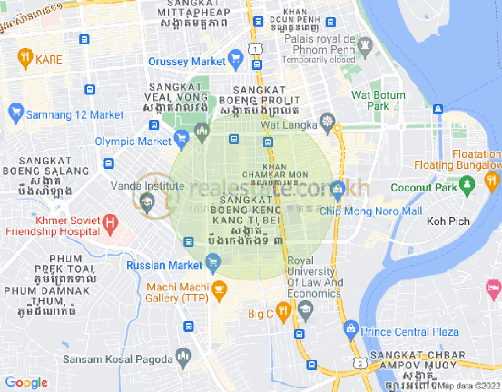 万景岗3分区（BKK3), 波哥堪, 金边地图