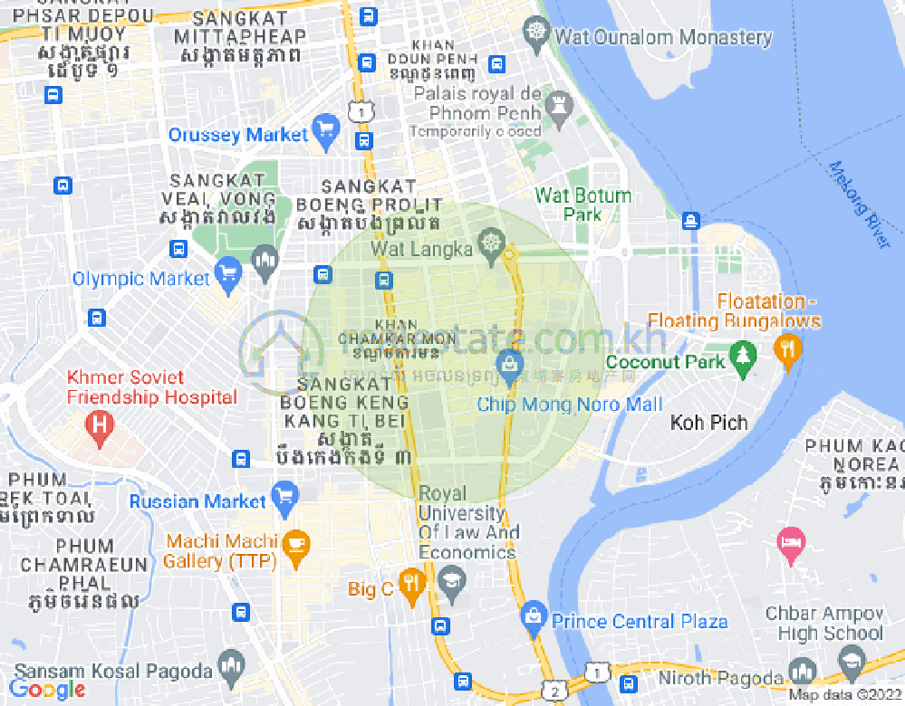 Carte de BKK 1, Boeng Keng Kang, Phnom Penh