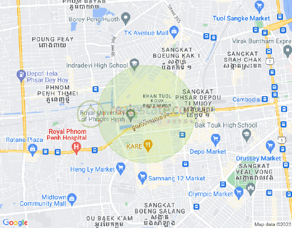 Карта Туек L'ak 1, Тул Кок, Пномпень