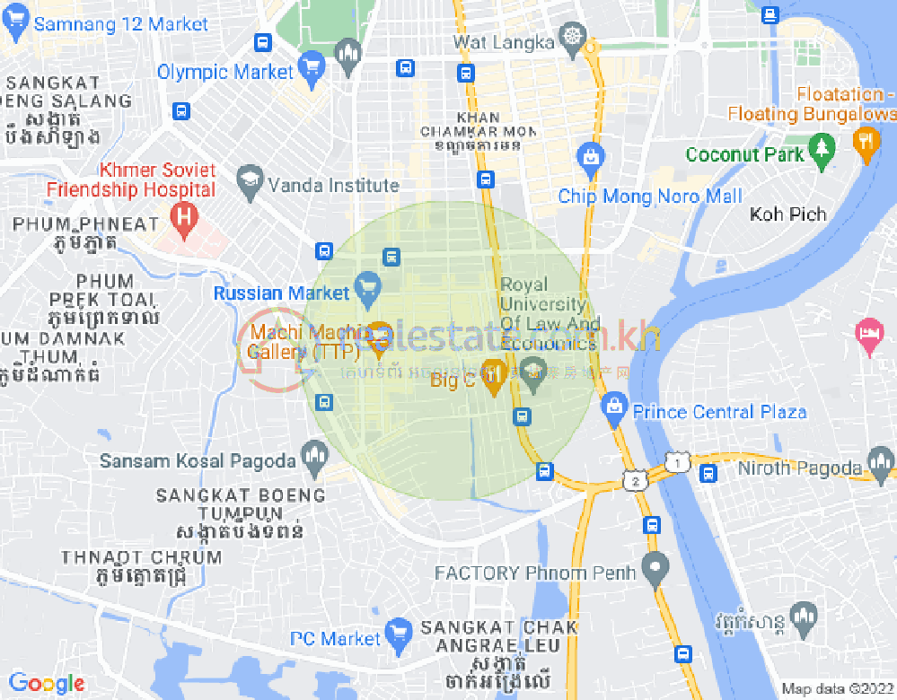 Mapa: Boeung Trabek, Chamkarmon, Phnom Penh