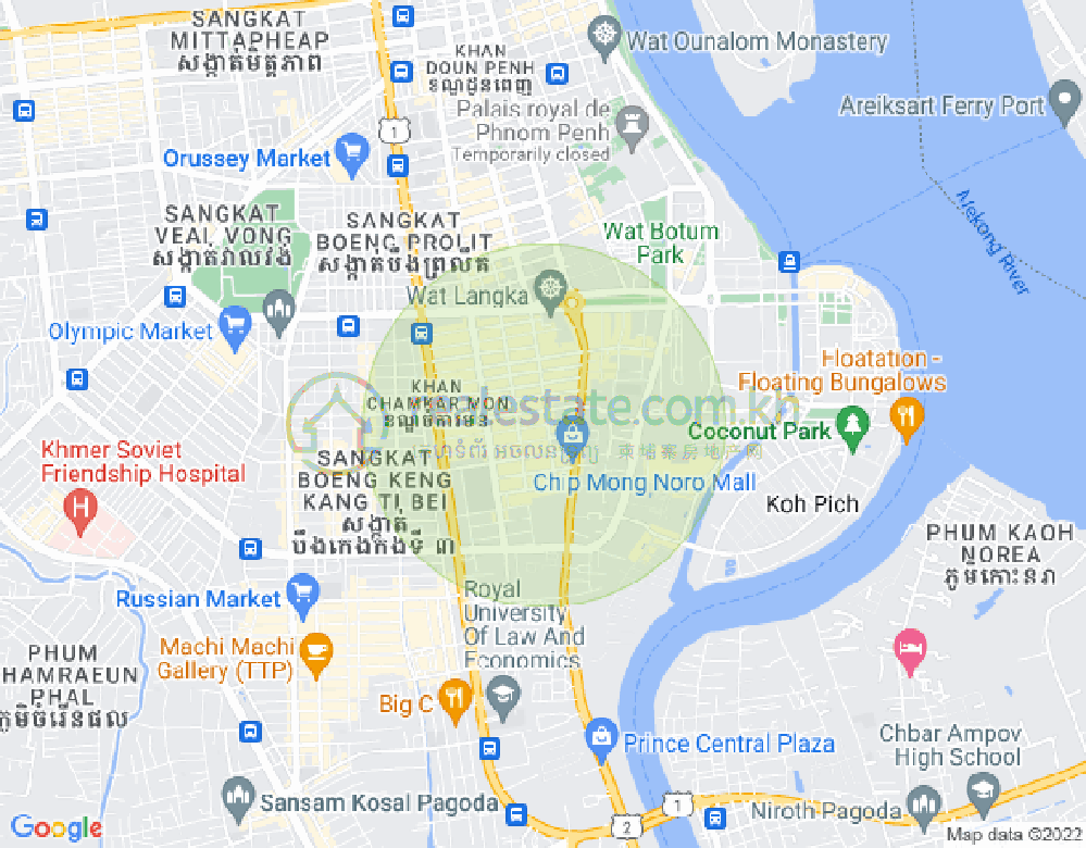 Mapa: BKK 1, Boeng Keng Kang, Phnom Penh