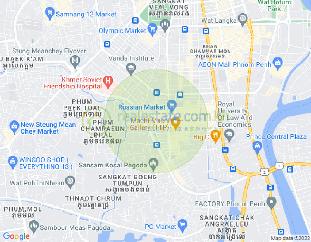 Map of Toul Tum Poung 1, Chamkarmon, Phnom Penh