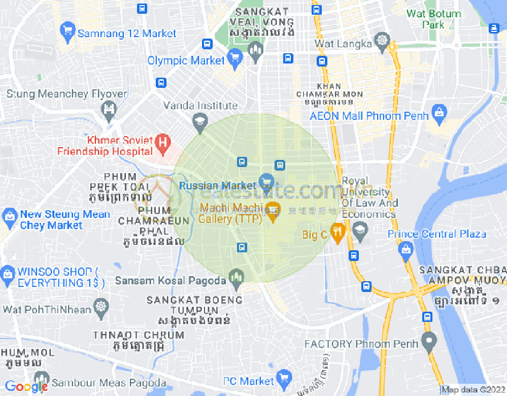 Map of Toul Tum Poung 1, Chamkarmon, Phnom Penh