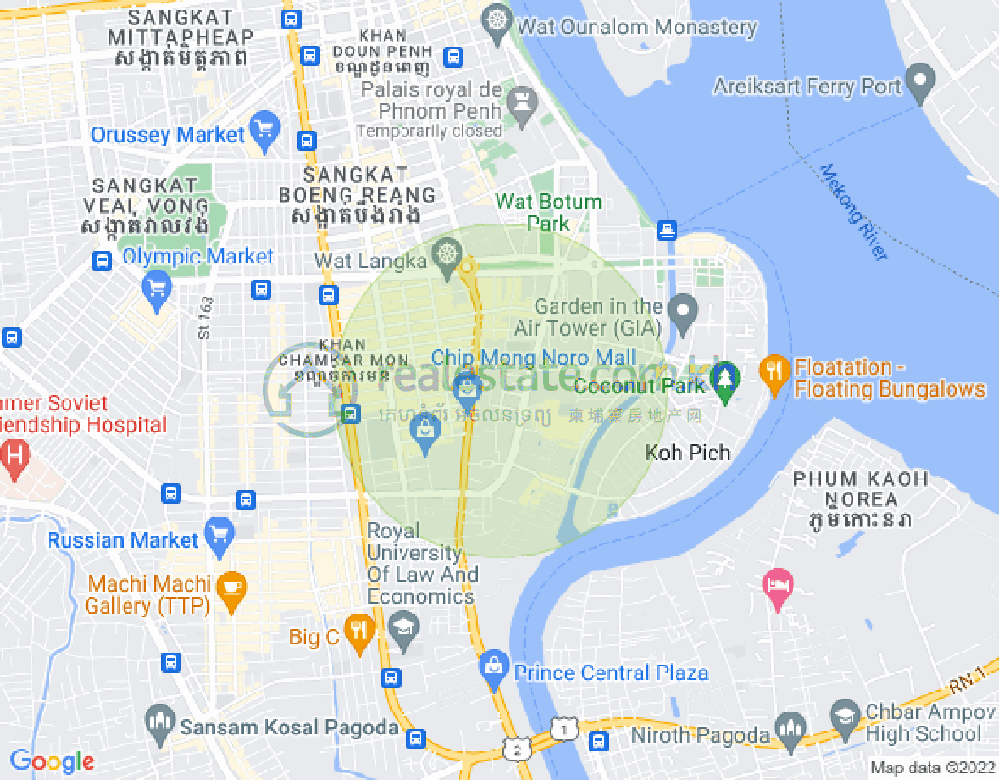 만경강1부구(BKK1), 벙껭깡, 프놈펜 지도