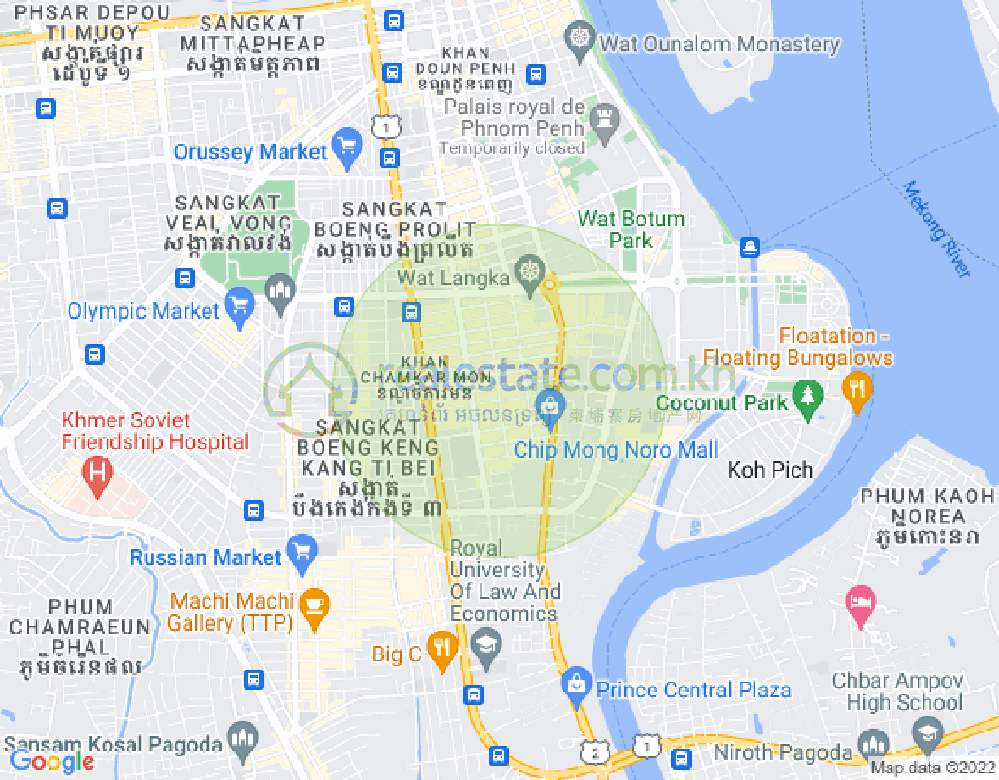 万景岗2分区（BKK2), 波哥堪, 金边地图