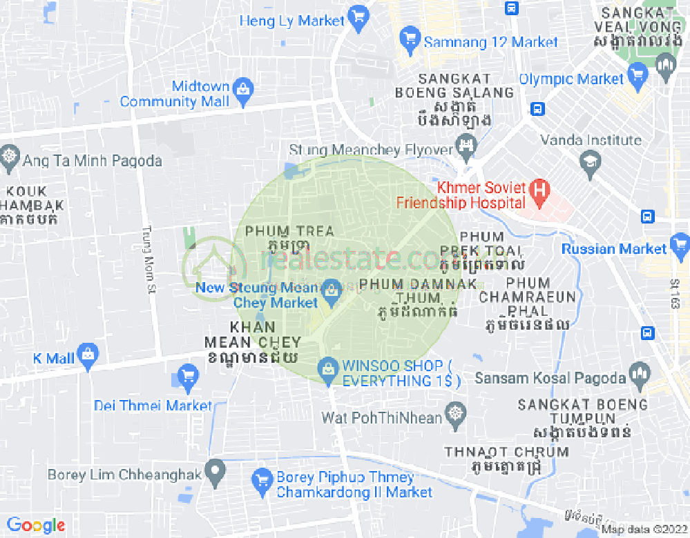 Stueng Mean chey 1镇, 棉芷区, 金边地图