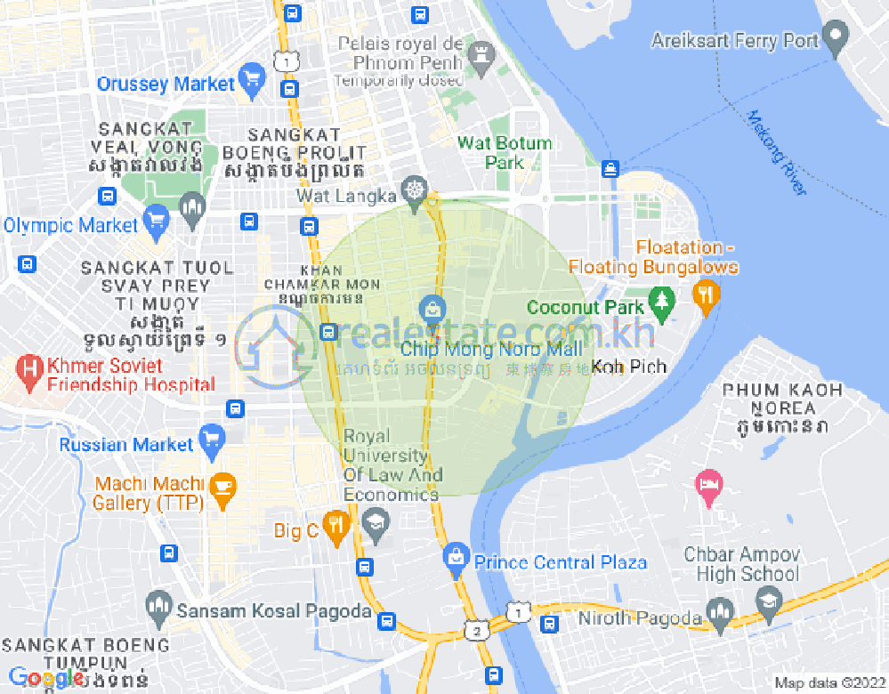 トンレバサック, チャムカモン, プノンペンの地図