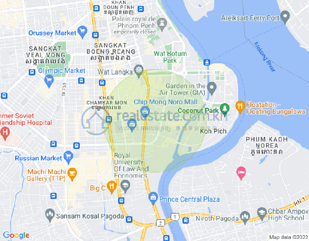 トンレバサック, チャムカモン, プノンペンの地図