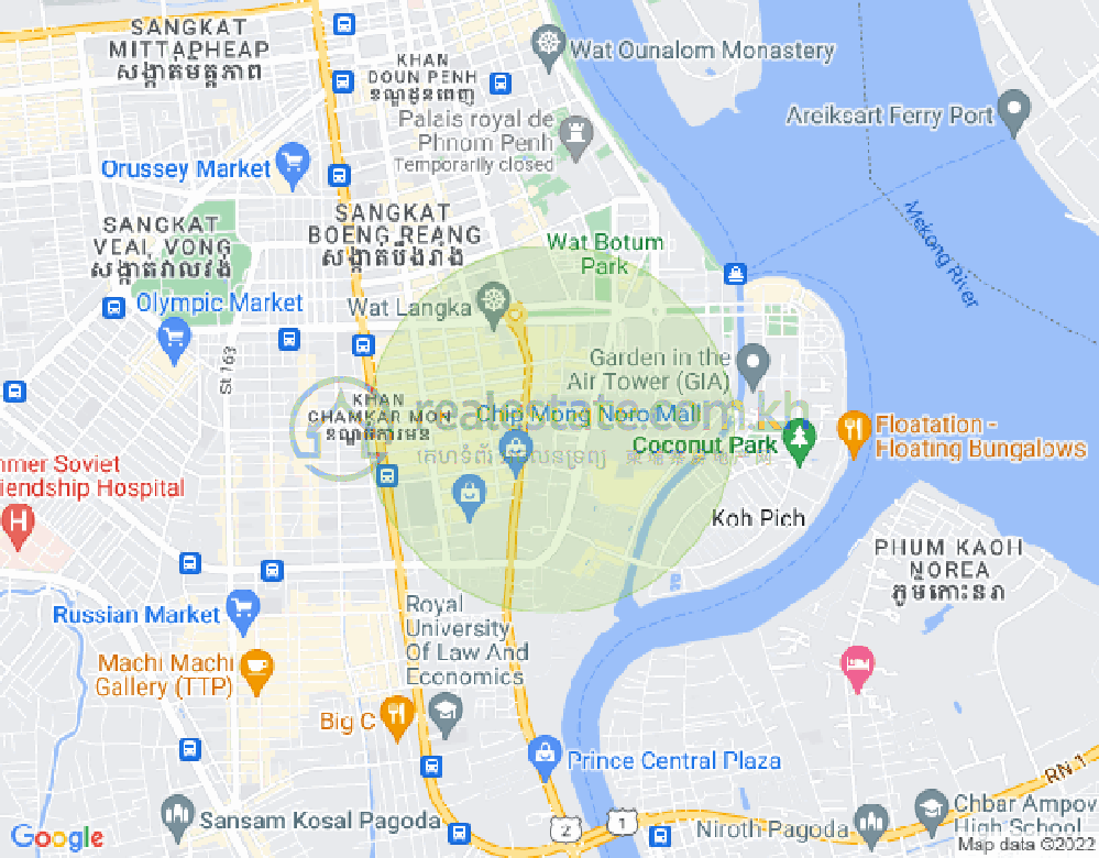 トンレバサック, チャムカモン, プノンペンの地図