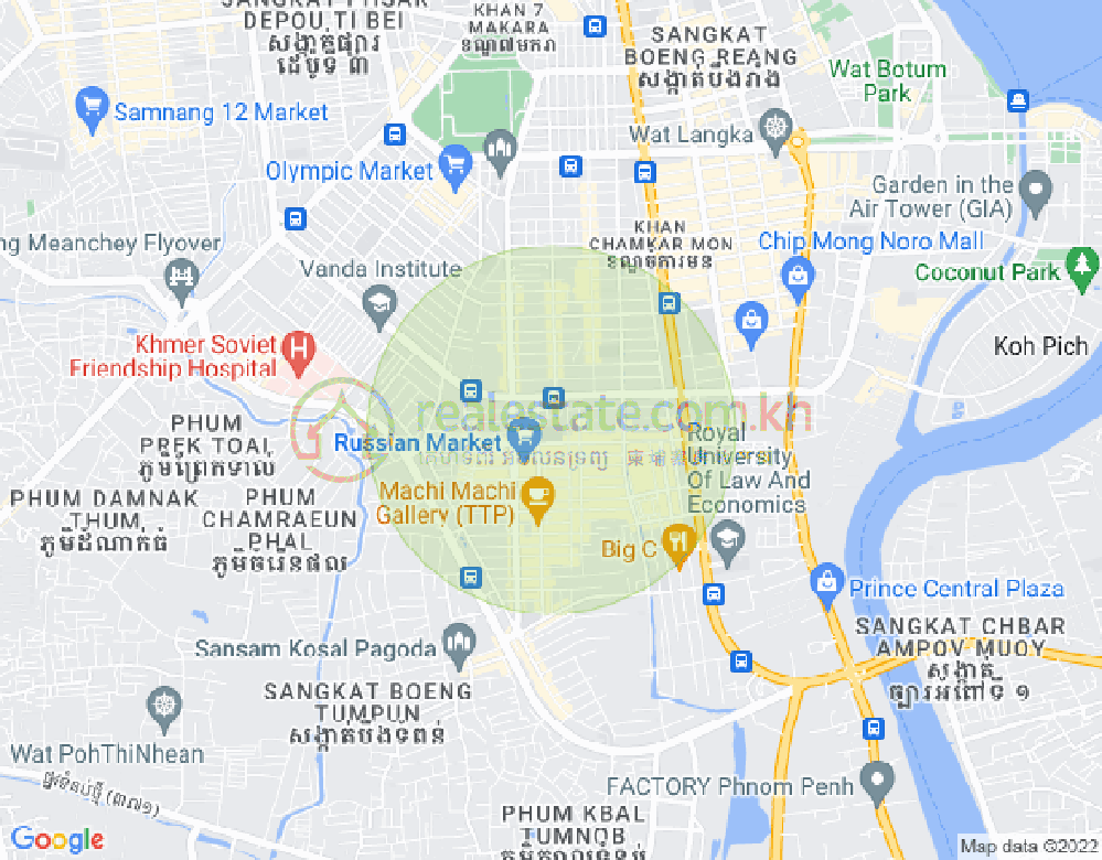 トゥールトンポン1, チャムカモン, プノンペンの地図