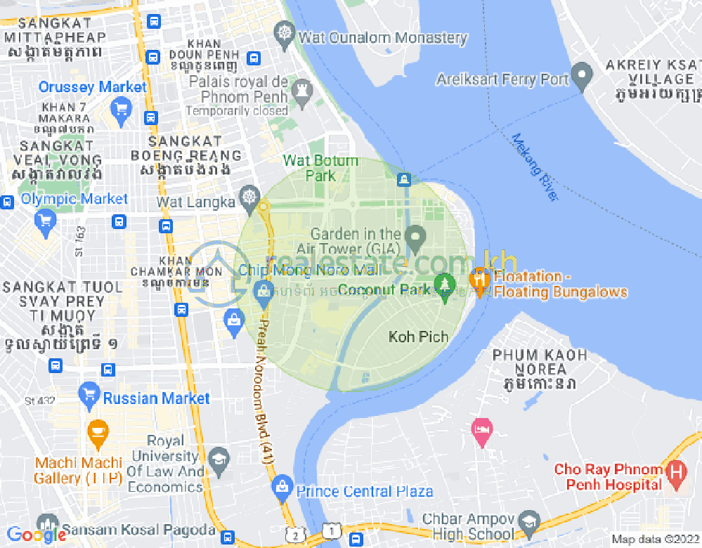 トンレバサック, チャムカモン, プノンペンの地図