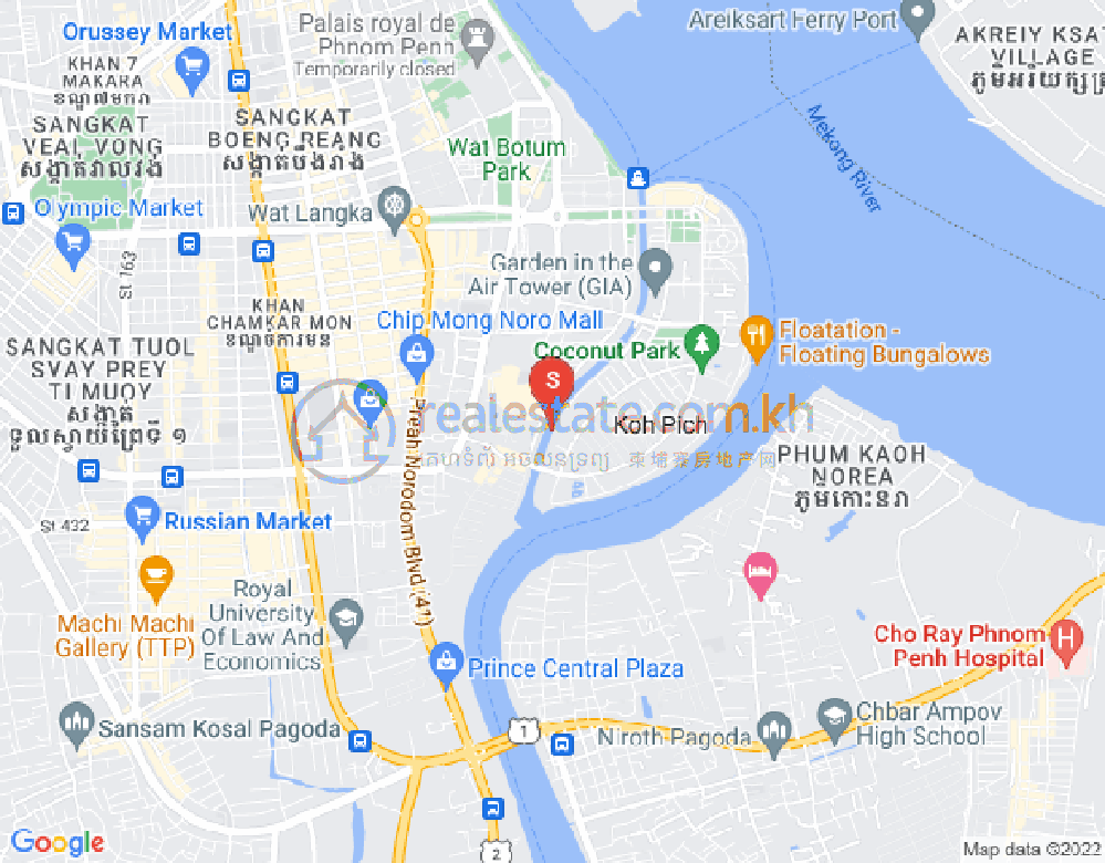 Карта Тонле Бассак, Чамкармон, Пномпень