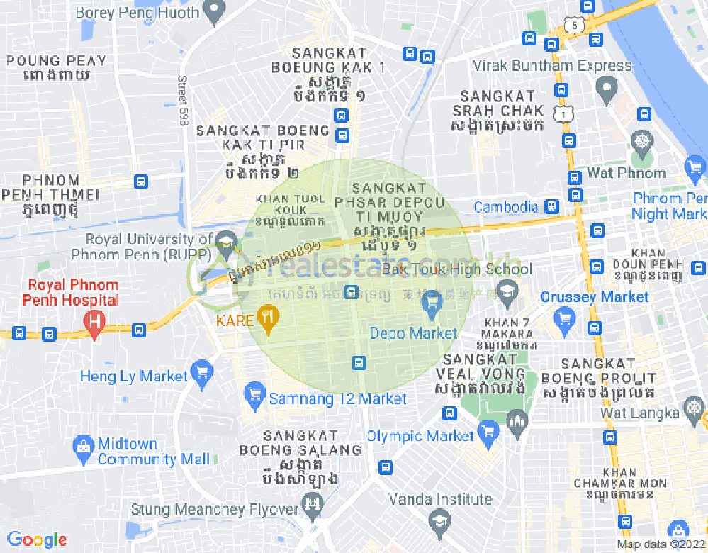 Mapa: Tuek L'ak 2, Toul Kork, Phnom Penh