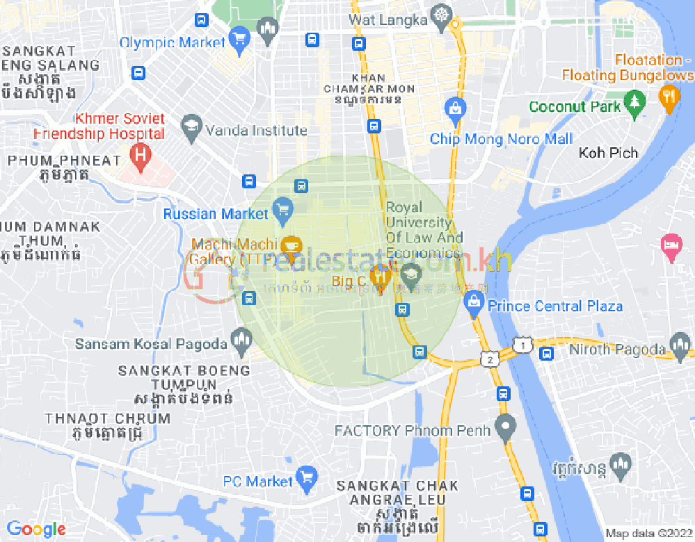 Mapa: Boeung Trabek, Chamkarmon, Phnom Penh