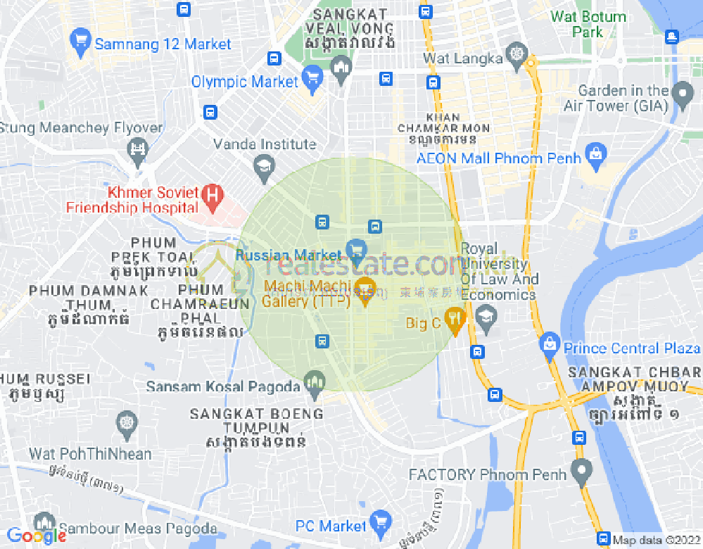 Map of Toul Tum Poung 1, Chamkarmon, Phnom Penh
