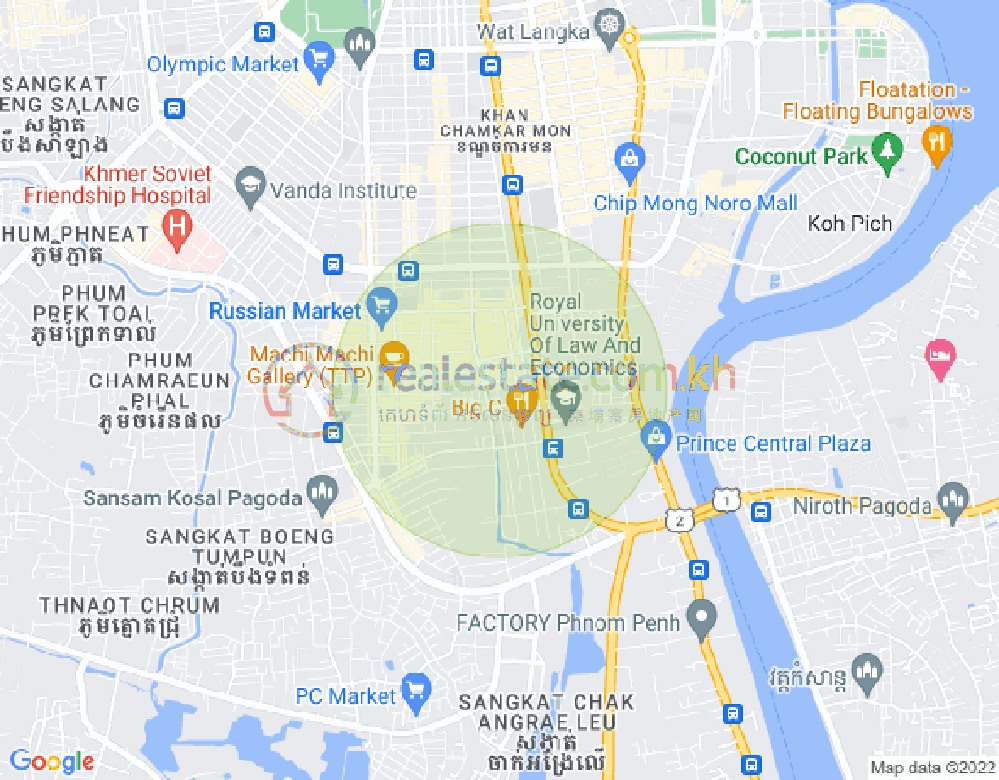 Map of Boeung Trabek, Chamkarmon, Phnom Penh