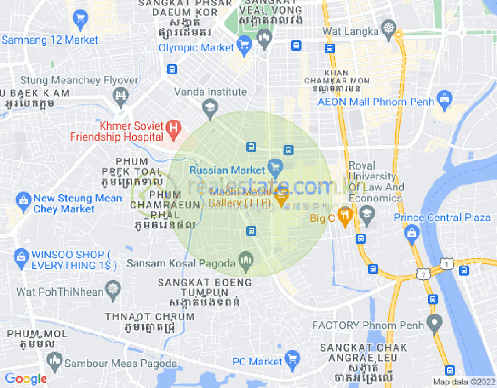 Map of Toul Tum Poung 1, Chamkarmon, Phnom Penh