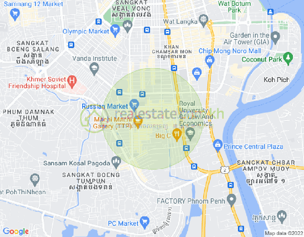Carte de Toul Tum Poung 1, Chamkarmon, Phnom Penh
