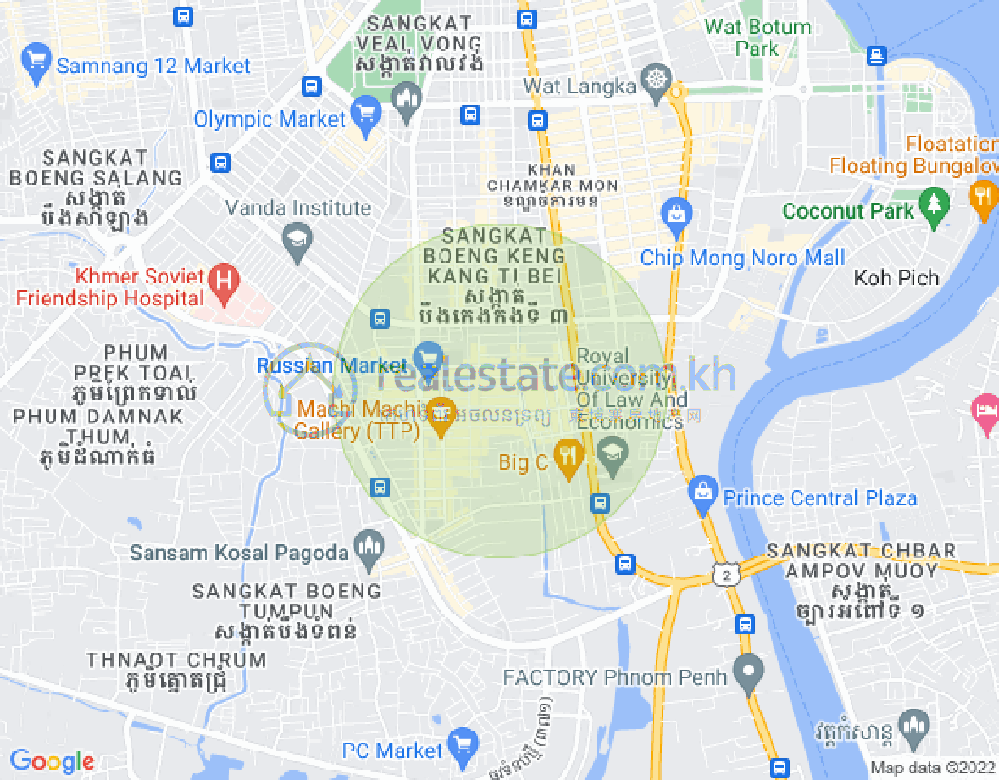 Map of Toul Tum Poung 1, Chamkarmon, Phnom Penh