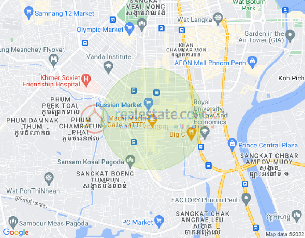 Map of Toul Tum Poung 1, Chamkarmon, Phnom Penh