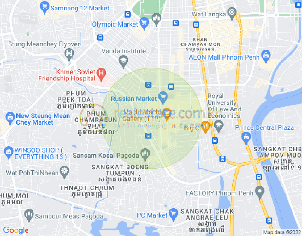 トゥールトンポン1, チャムカモン, プノンペンの地図