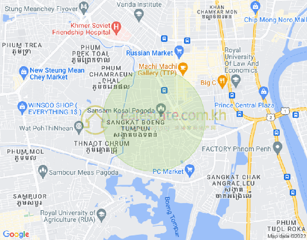 Stueng Mean chey区, 棉芷区, 金边地图