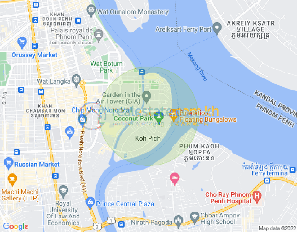 Mapa: Tonle Bassac, Chamkarmon, Phnom Penh
