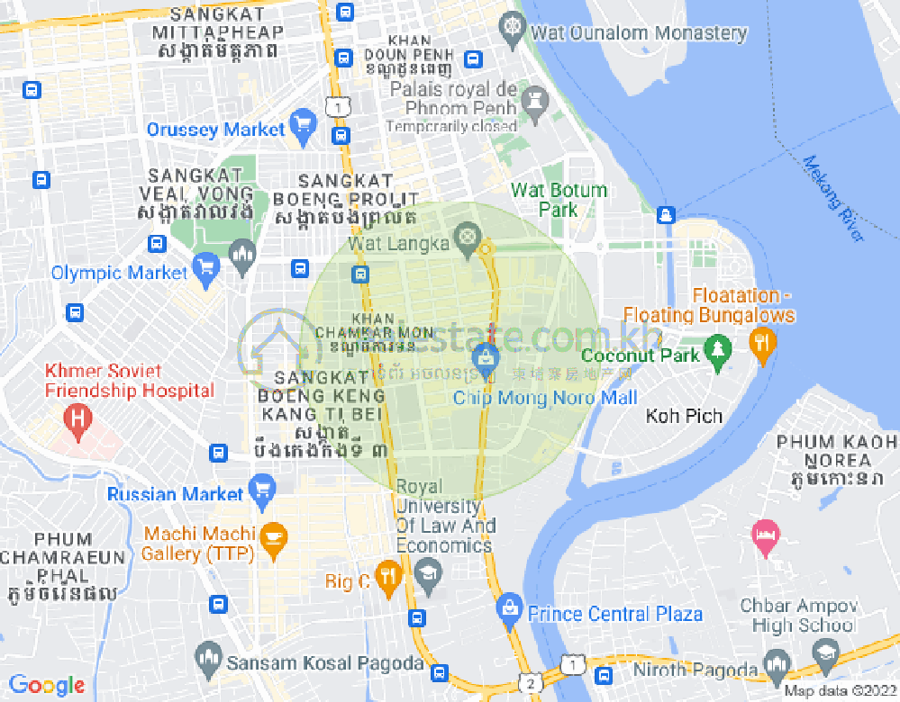 万景岗1分区（BKK1), 波哥堪, 金边地图