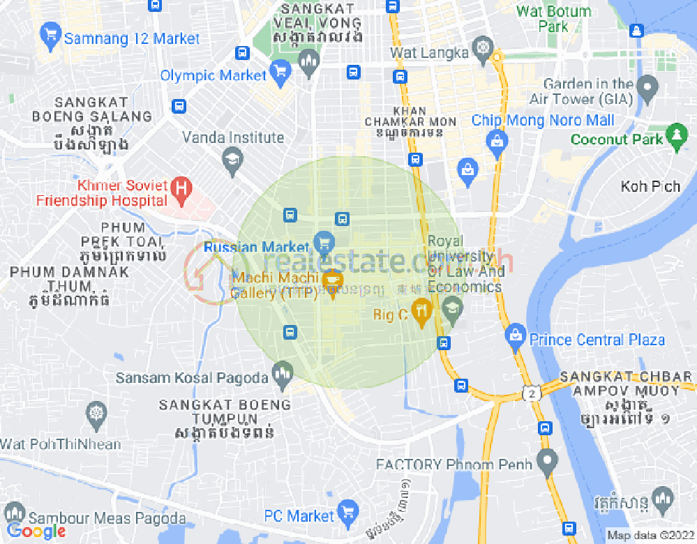 Map of Toul Tum Poung 2, Chamkarmon, Phnom Penh