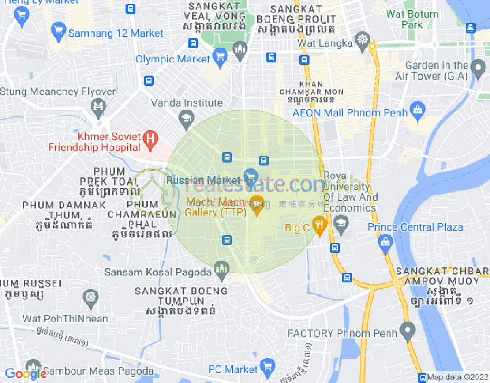 Map of Toul Tum Poung 1, Chamkarmon, Phnom Penh