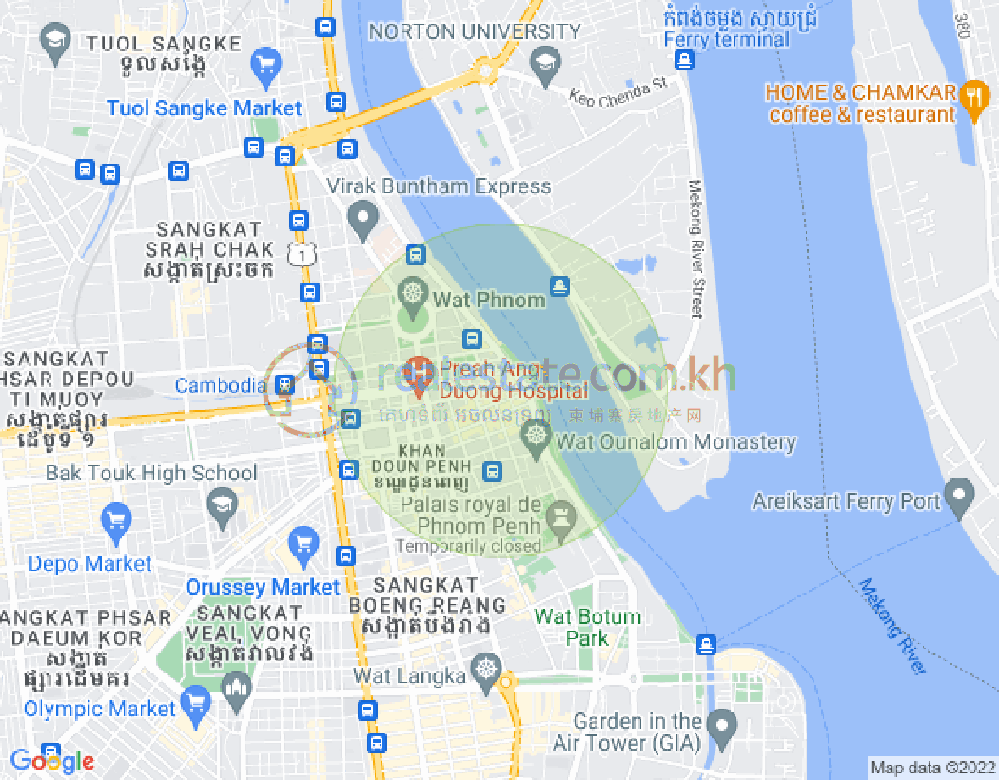 塔仔山, 隆边区, 金边地图
