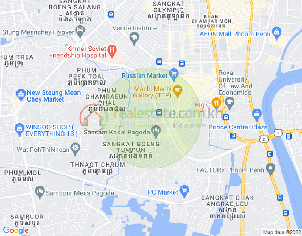 Map of Toul Tum Poung 2, Chamkarmon, Phnom Penh
