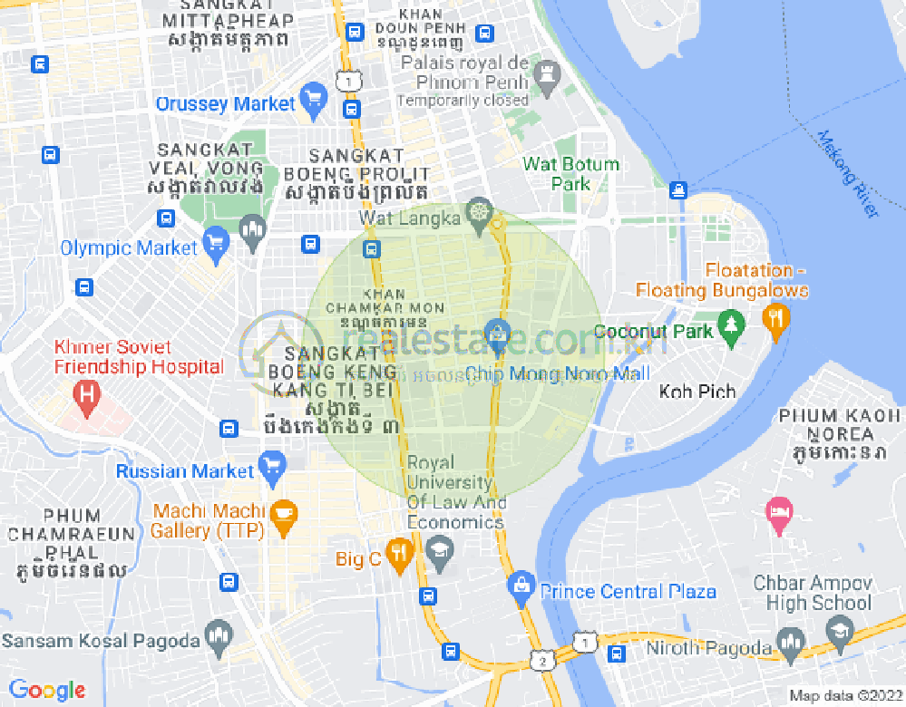 Map of BKK 1, Boeng Keng Kang, Phnom Penh