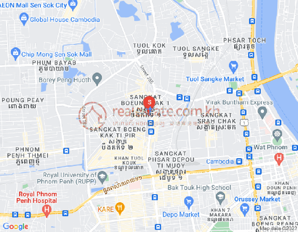 Mapa: Boeung Kak 1, Toul Kork, Phnom Penh