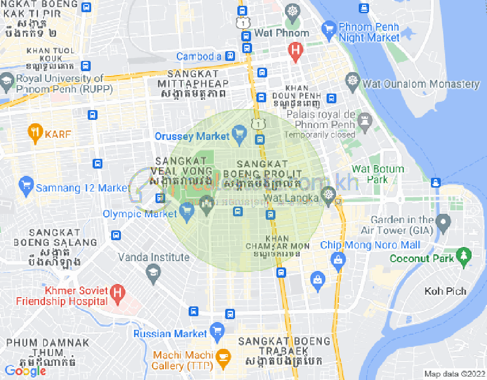 Carte de Boeung Prolit, 7 Makara, Phnom Penh