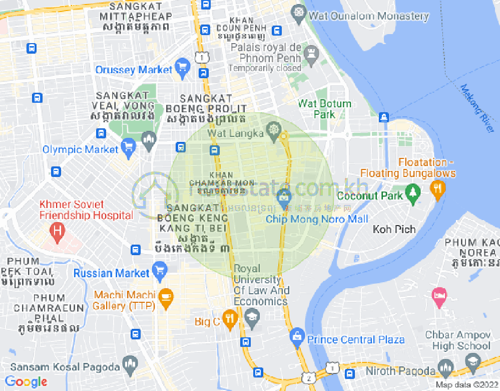 万景岗1分区（BKK1), 波哥堪, 金边地图