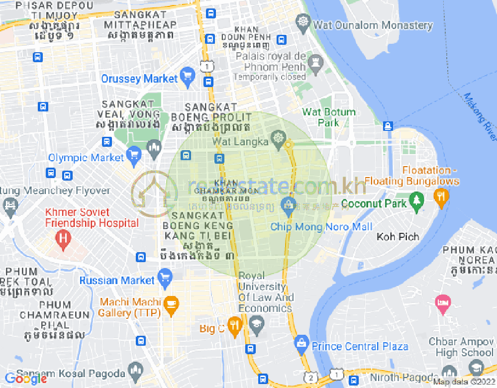 Mapa: BKK 1, Boeng Keng Kang, Phnom Penh