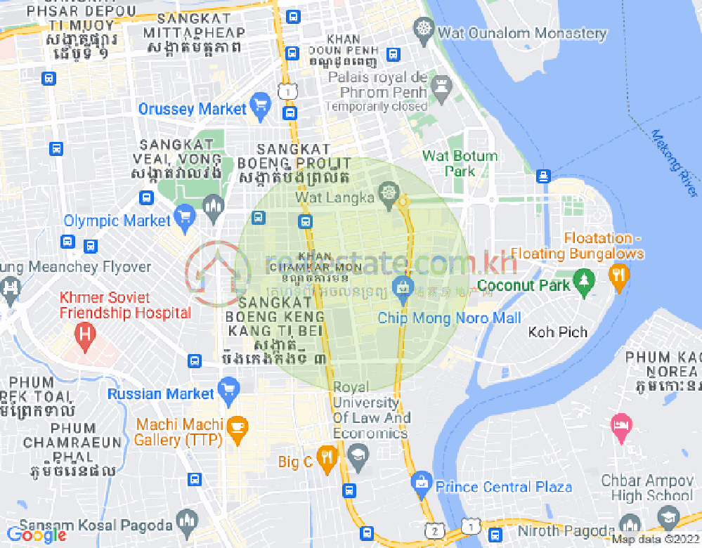Mapa: BKK 1, Boeng Keng Kang, Phnom Penh