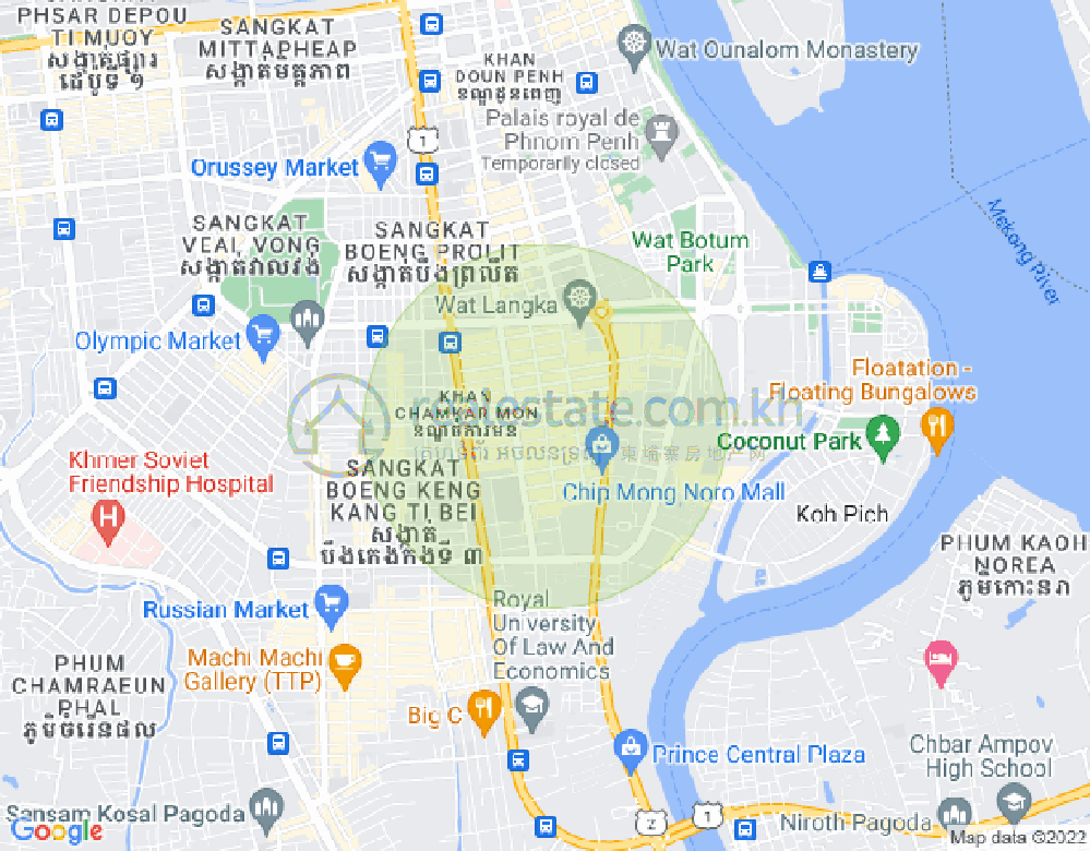 Map of BKK 1, Boeng Keng Kang, Phnom Penh