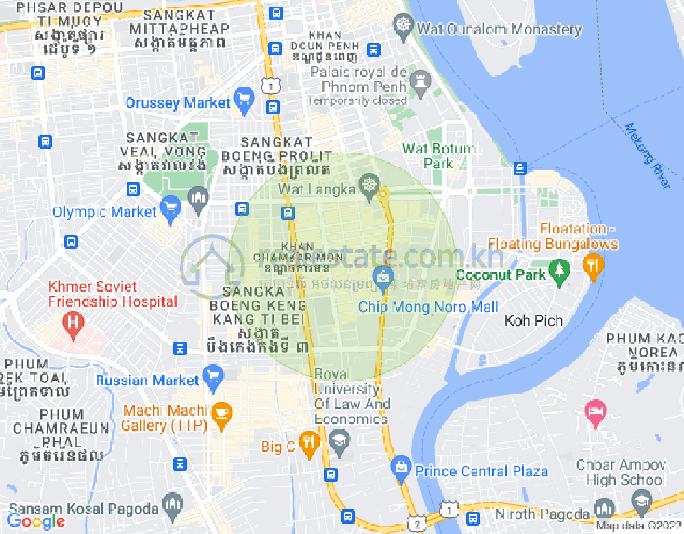 Carte de BKK 1, Boeng Keng Kang, Phnom Penh