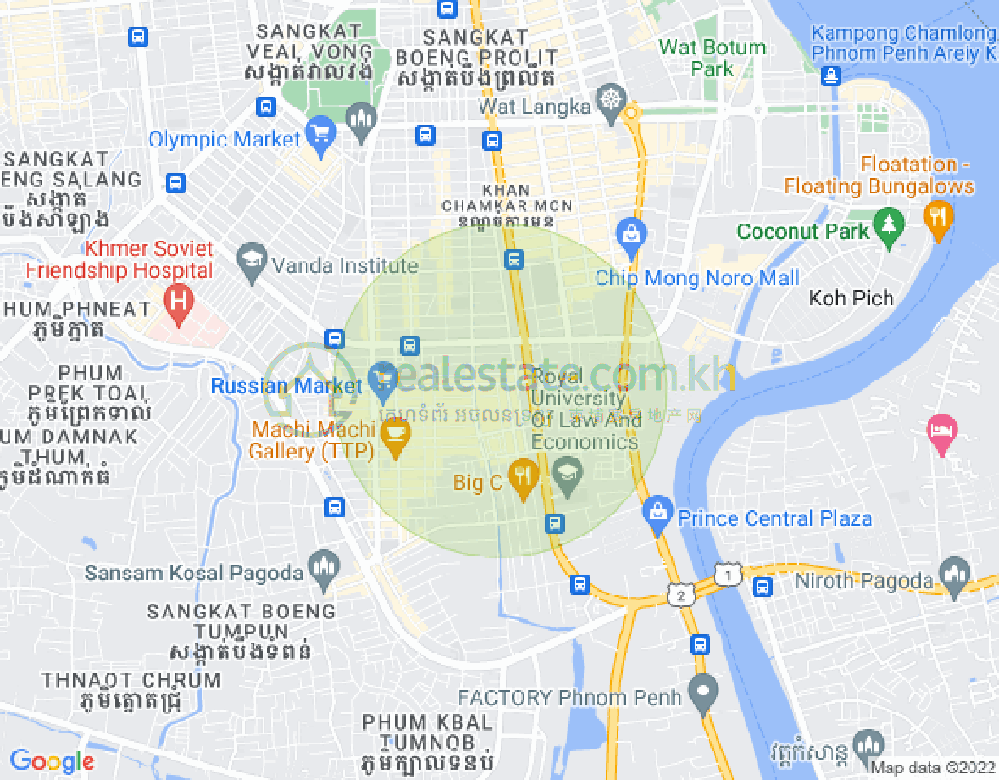 Mapa: Boeung Trabek, Chamkarmon, Phnom Penh