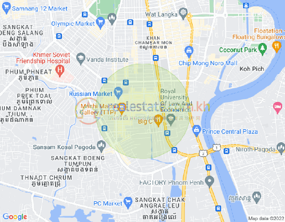 Map of Boeung Trabek, Chamkarmon, Phnom Penh